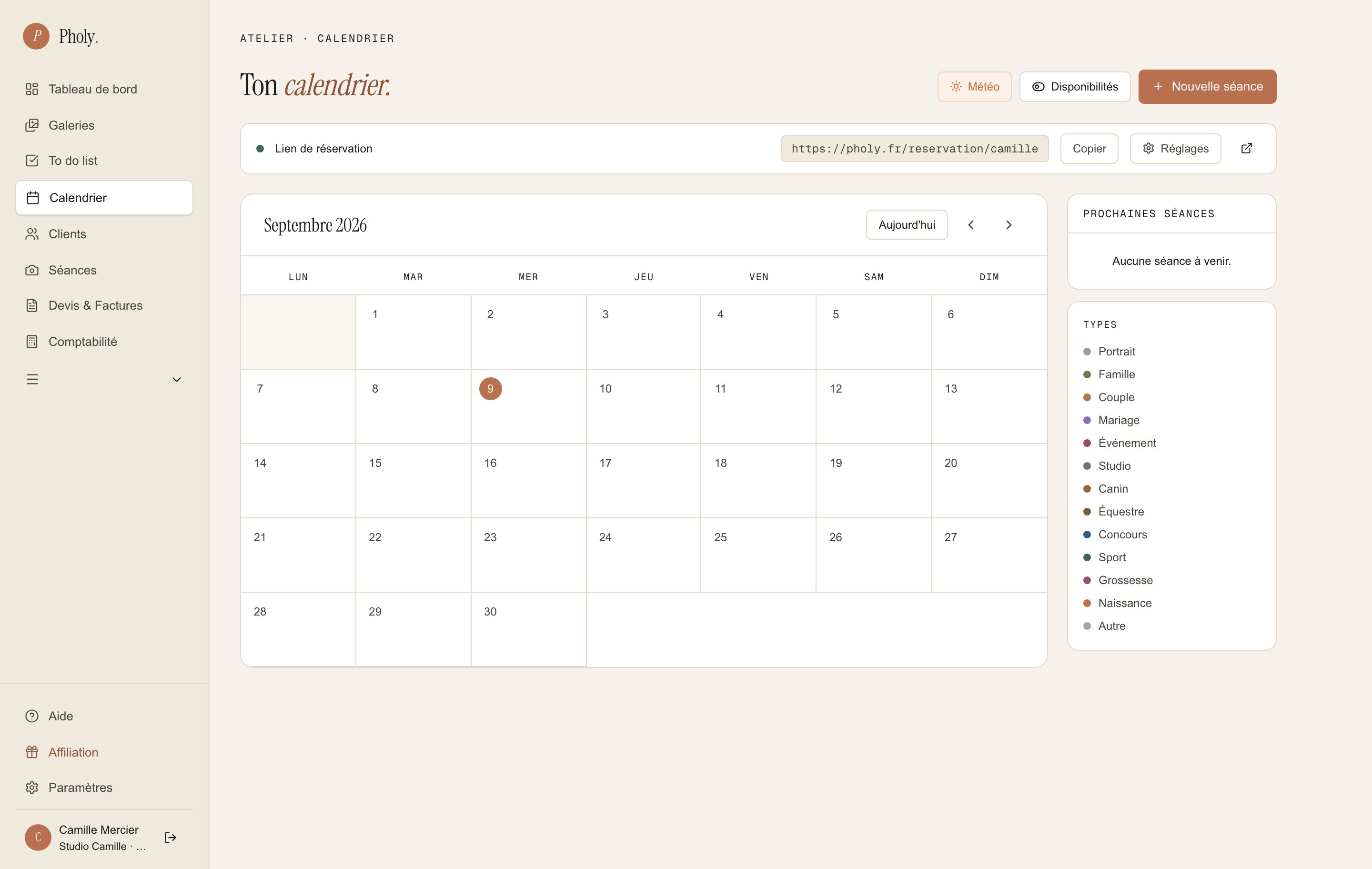 Calendrier & météo dans Pholy